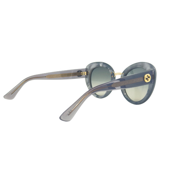 Gucci Sunglasses GG Logo Interlocking Gold Tone Gray Marble Oversize Cat-Eye - Picture 6 of 8